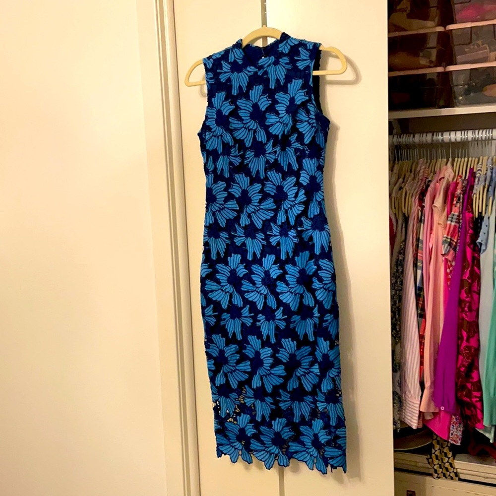 Shoshanna Midnight Guipure Cocktail Dress 0